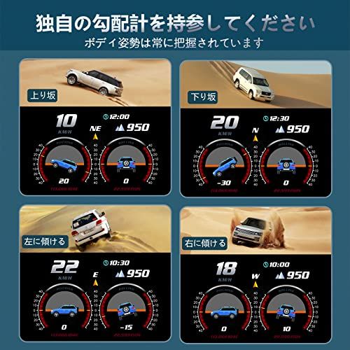HUD ヘッドアップディスプレイタコメーター OBD2 + GPS デュアル互換システム マルチカーP2、切替可能なUSBポート タコメーター タイムスピード ターボ圧力 水温 燃料温度 電圧表示 疲労運転インジケータ付き警告機能(沖縄・離島 980f1113