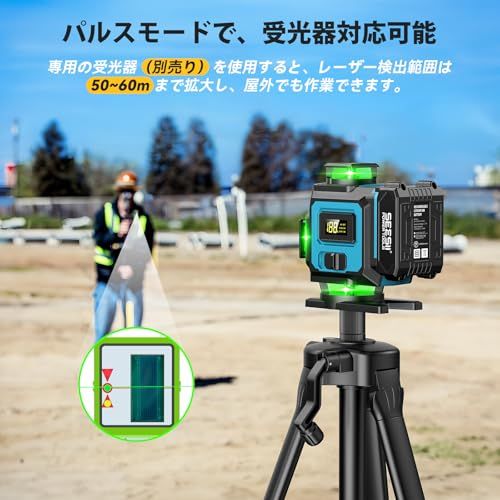 SEESII レーザー墨出し器 グリーンレーザー 水平器 4x360° 16ライン 墨出しレーザー フルライン 電量LCDディスプレー搭載 レーザーレベル 水準器ツール 回転レーザー線 緑色 小型 コンパクト 自動補正 高輝度 高精度 受光器 513249a0