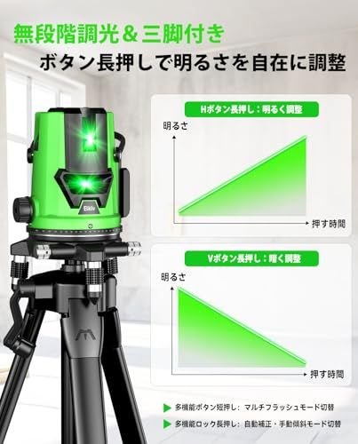 【2026年新登場】Elikliv レーザー墨出し器 グリーンレーザー水準器 5ライン6点照射 360°回転・四方向大矩ライン LCD電源ディスプレイ搭載 アルミ製三脚付き 自動水平補正 高輝度高出力 軽量コンパクト設計 建築・測量・DIY作 924e658a 【2026年新登場】Elikliv レーザー墨出し器 グリーンレーザー水準器 5ライン6点照射 360°回転・四方向大矩ライン LCD電源ディスプレイ搭載 アルミ製三脚付き 自動水平補正 高輝度高出力 軽量コンパクト設計 建築・測量・DIY作 924e658a