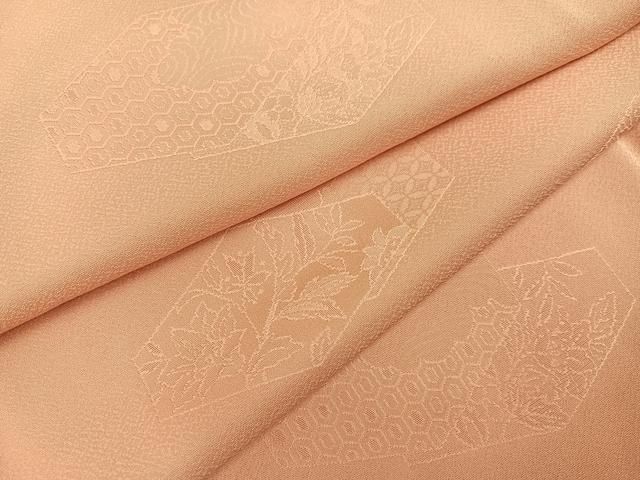 平和屋着物●上質な色無地　吉祥草花地紋　一斤染色　正絹　逸品　AABH3095ph