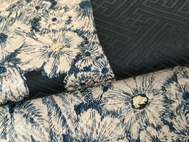 平和屋着物●上質な小紋　草花文　金彩　正絹　逸品　AABH3611cs