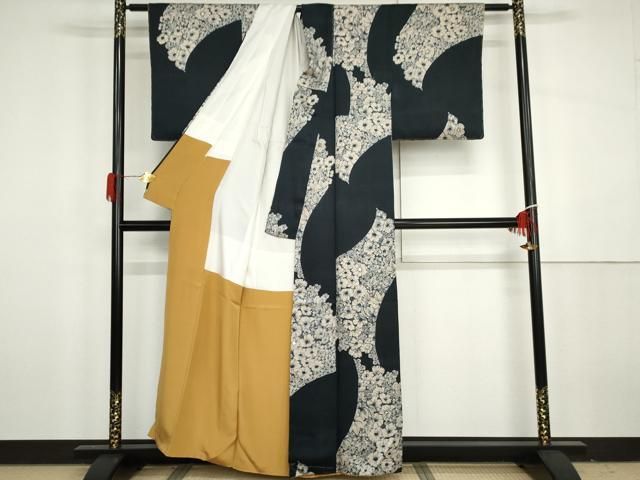 平和屋着物●上質な小紋　草花文　金彩　正絹　逸品　AABH3611cs