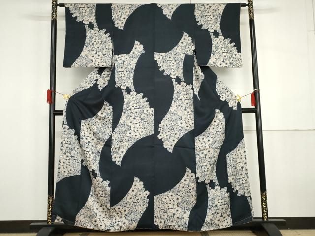 平和屋着物●上質な小紋　草花文　金彩　正絹　逸品　AABH3611cs