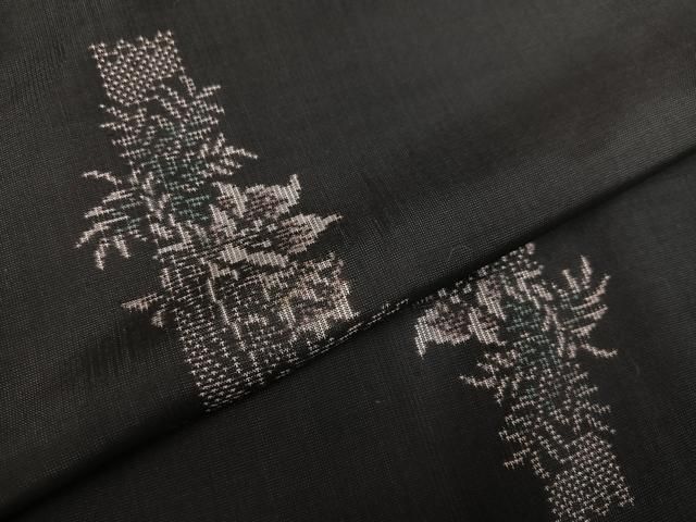 平和屋着物●本場大島紬　地空き　カタス7マルキ　総絣　草花文　正絹　逸品　未使用　AABH3103ph