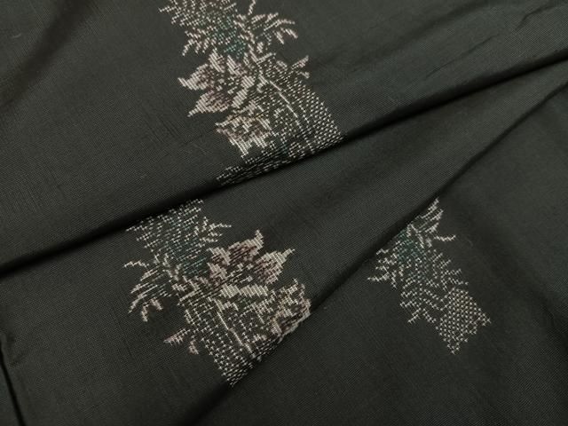 平和屋着物●本場大島紬　地空き　カタス7マルキ　総絣　草花文　正絹　逸品　未使用　AABH3103ph