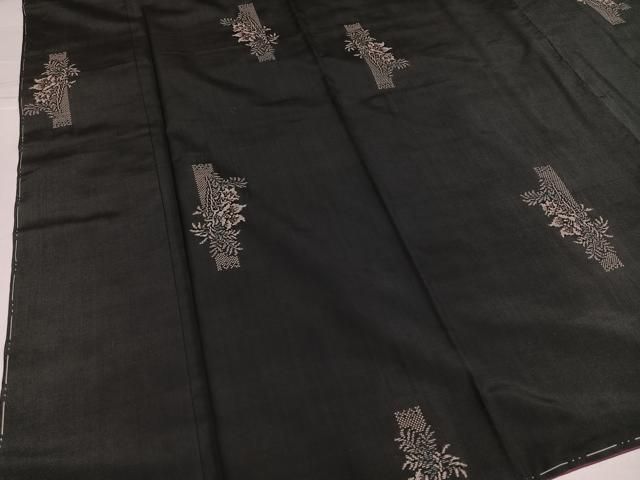 平和屋着物●本場大島紬　地空き　カタス7マルキ　総絣　草花文　正絹　逸品　未使用　AABH3103ph