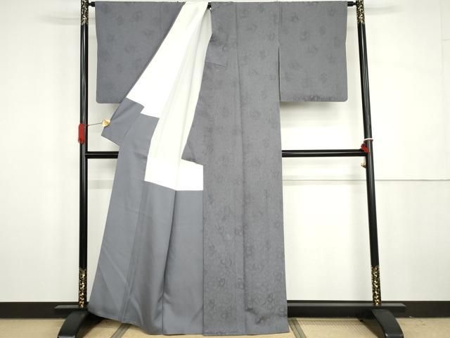 平和屋着物●お召　作家物　結び紐丸地紋　紅掛花色　正絹　逸品　AABH3616cs