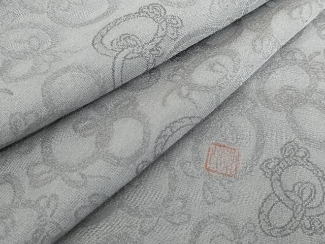 平和屋着物●お召 作家物 結び紐丸地紋 紅掛花色 正絹 逸品 AABH3616cs