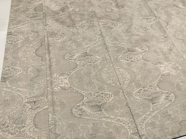 平和屋着物●本場大島紬　白大島　カタス9マルキ　流水風景草花文　正絹　逸品　未使用　AABH3105ph