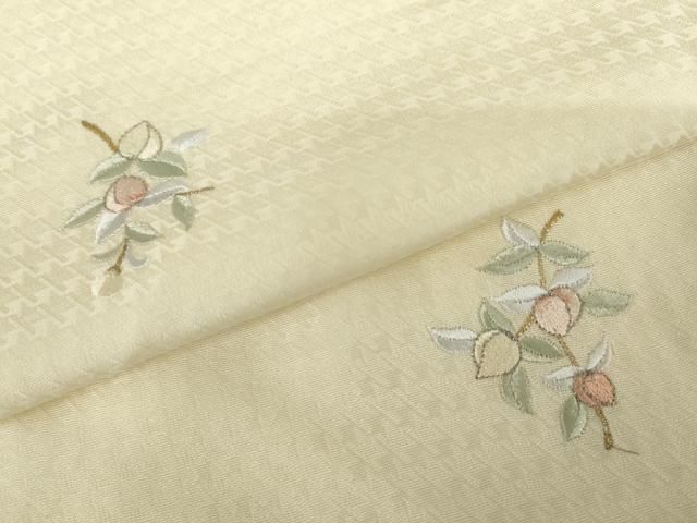 平和屋着物●上質な小紋　総刺繍　枝花文　金糸　やまと誂製　ロング丈　正絹　逸品　AABH3617cs