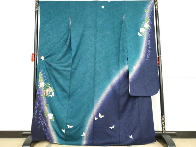 平和屋着物●豪華振袖　花蝶文　暈し染め　金彩　やまと誂製　正絹　逸品　AABH3618cs