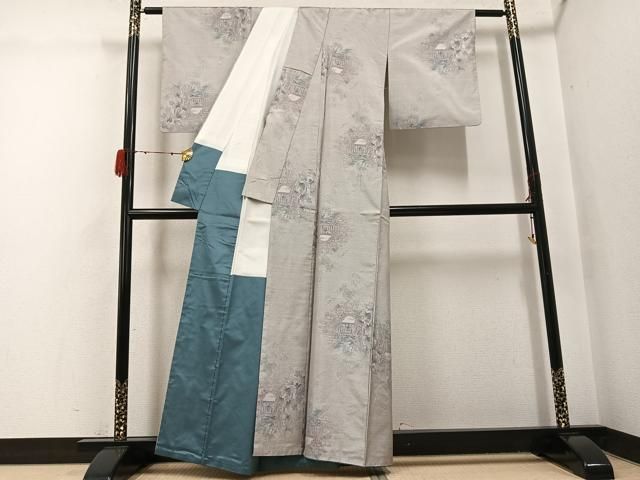 平和屋着物●本場大島紬 白大島 一元7マルキ 総絣 風景草木文 正絹 逸品 AABH3111ph 平和屋着物●本場大島紬 白大島 一元7マルキ 総絣 風景草木文 正絹 逸品 AABH3111ph