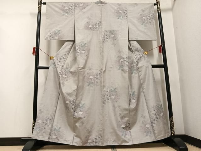 平和屋着物●本場大島紬 白大島 一元7マルキ 総絣 風景草木文 正絹 逸品 AABH3111ph 平和屋着物●本場大島紬 白大島 一元7マルキ 総絣 風景草木文 正絹 逸品 AABH3111ph