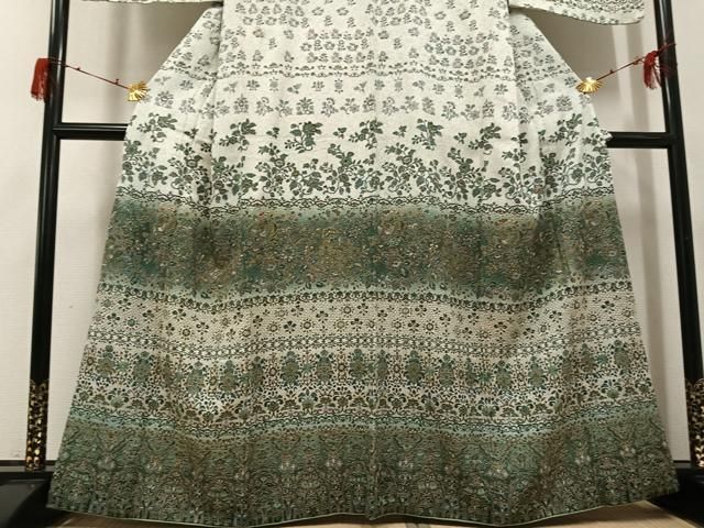 平和屋着物●訪問着　中国三大刺繍　スワトウ刺繍　汕頭刺繍　鳳凰更紗文　暈し染め　金糸　正絹　逸品　AABH3112ph