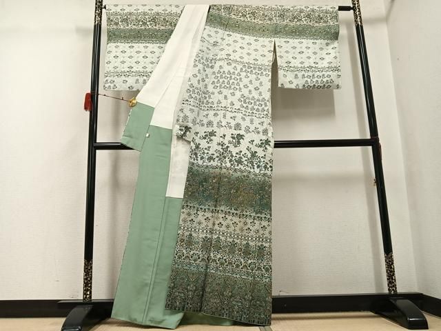 平和屋着物●訪問着　中国三大刺繍　スワトウ刺繍　汕頭刺繍　鳳凰更紗文　暈し染め　金糸　正絹　逸品　AABH3112ph