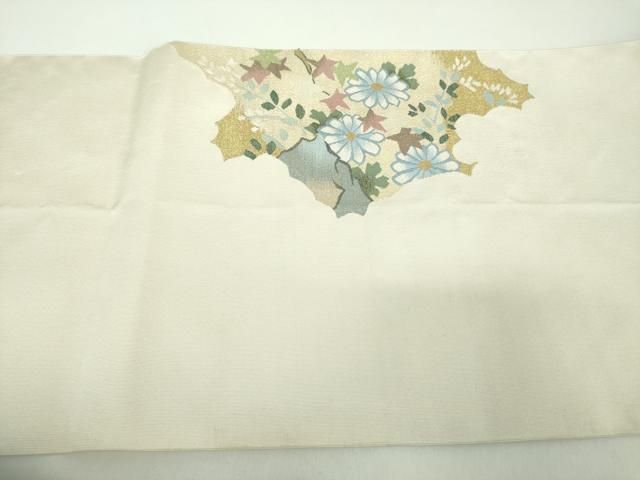 平和屋着物●爪掻き本綴れ　八寸名古屋帯　雲取り花文　金糸　正絹　逸品　DABD1717ps
