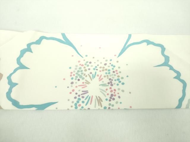 平和屋着物●染色の魔術師　染乃座・大久保玄才　そめのざ玄才　塩瀬　九寸名古屋帯　大輪の花　正絹　逸品　DABD1718ps