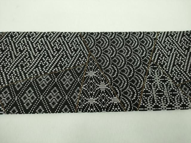 平和屋着物●九寸名古屋帯 刺し子 総刺繍 切嵌文様 黒地 正絹 逸品 未使用 DABD1723ps 平和屋着物●九寸名古屋帯 刺し子 総刺繍 切嵌文様 黒地 正絹 逸品 未使用 DABD1723ps