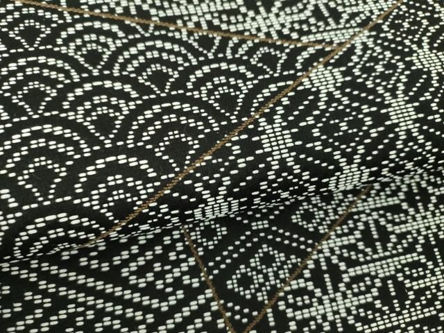 平和屋着物●九寸名古屋帯 刺し子 総刺繍 切嵌文様 黒地 正絹 逸品 未使用 DABD1723ps 平和屋着物●九寸名古屋帯 刺し子 総刺繍 切嵌文様 黒地 正絹 逸品 未使用 DABD1723ps