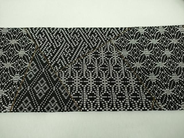 平和屋着物●九寸名古屋帯 刺し子 総刺繍 切嵌文様 黒地 正絹 逸品 未使用 DABD1723ps 平和屋着物●九寸名古屋帯 刺し子 総刺繍 切嵌文様 黒地 正絹 逸品 未使用 DABD1723ps