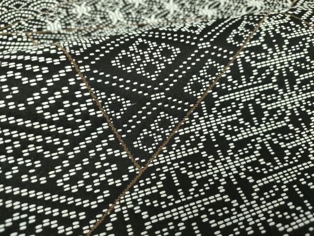 平和屋着物●九寸名古屋帯 刺し子 総刺繍 切嵌文様 黒地 正絹 逸品 未使用 DABD1723ps 平和屋着物●九寸名古屋帯 刺し子 総刺繍 切嵌文様 黒地 正絹 逸品 未使用 DABD1723ps