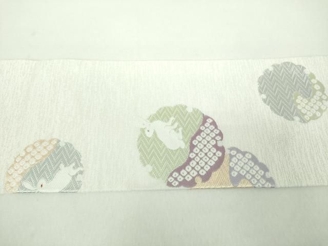 平和屋着物●九寸名古屋帯 唐織 雪輪兎 正絹 逸品 未使用 DABD1725ps 平和屋着物●九寸名古屋帯 唐織 雪輪兎 正絹 逸品 未使用 DABD1725ps