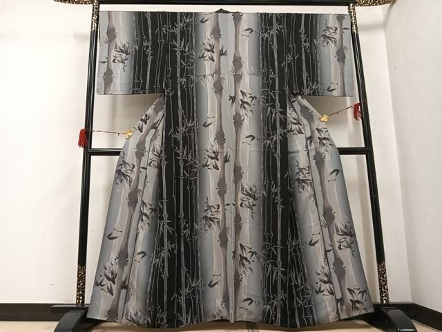 平和屋着物●上質な小紋　笹竹文　暈し染め　正絹　逸品　AABH3122ph
