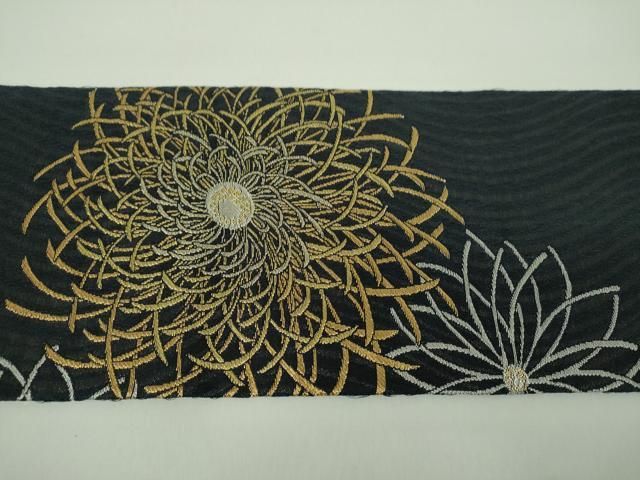 平和屋着物▽世界的友禅作家　千地泰弘　九寸名古屋帯　スリーシーズン　春夏秋　乱菊　金銀糸　正絹　逸品　DABD1728ps