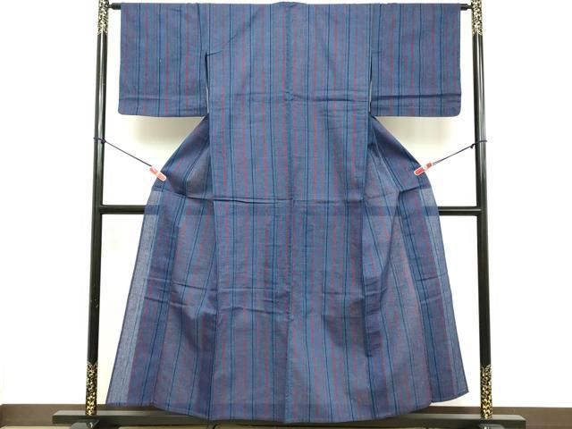 平和屋着物∴夏物　阿波しじら織　浴衣　間道　綿　逸品　DABD2888cd
