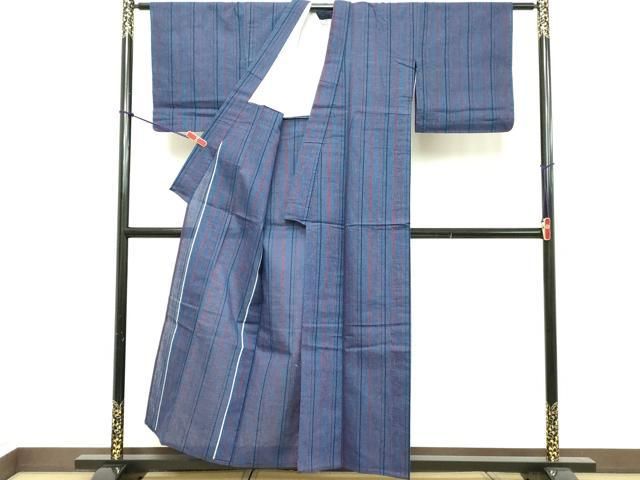 平和屋着物∴夏物　阿波しじら織　浴衣　間道　綿　逸品　DABD2888cd