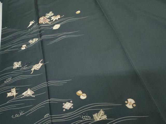 平和屋着物●訪問着　友禅　駒刺繍　流水吉祥文　金彩　正絹　逸品　AABH3625cs