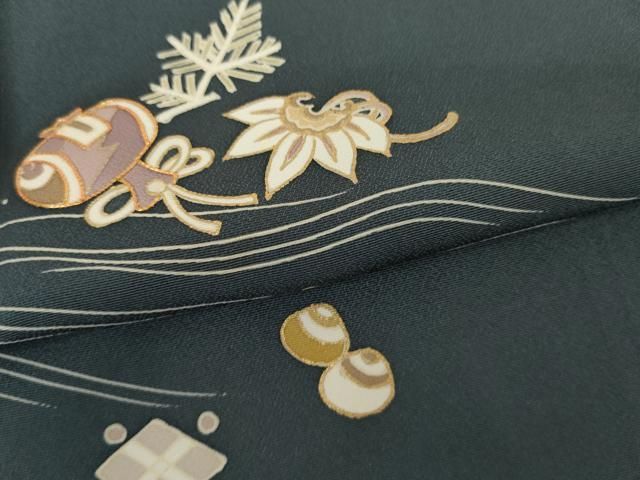 平和屋着物●訪問着　友禅　駒刺繍　流水吉祥文　金彩　正絹　逸品　AABH3625cs