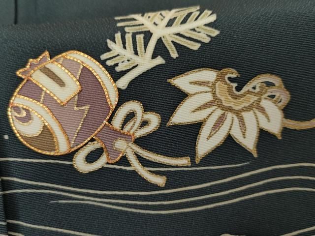 平和屋着物●訪問着　友禅　駒刺繍　流水吉祥文　金彩　正絹　逸品　AABH3625cs