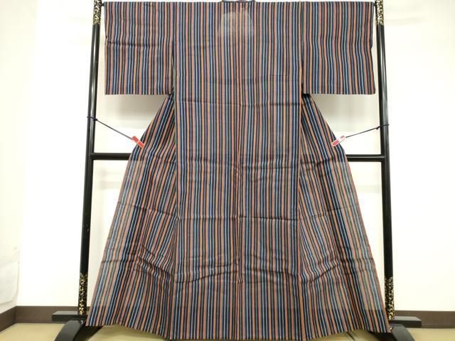 平和屋着物∴夏物　阿波しじら織　浴衣　間道　逸品　DABD2889cd