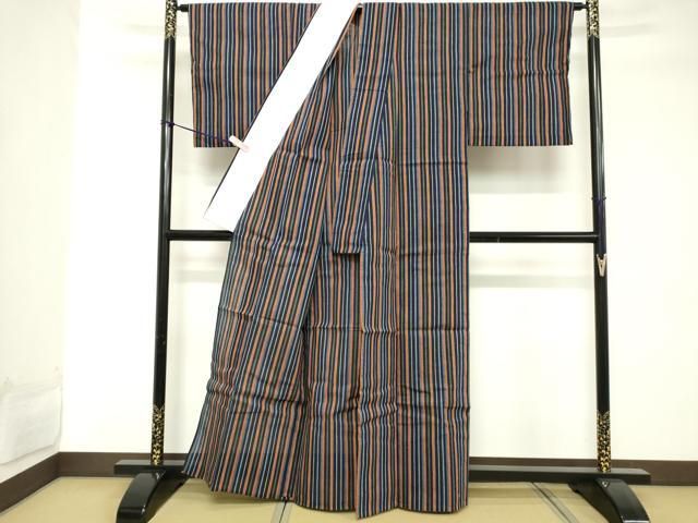 平和屋着物∴夏物　阿波しじら織　浴衣　間道　逸品　DABD2889cd