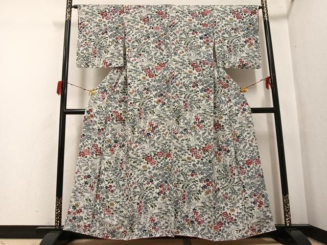 平和屋着物●上質な小紋 型染め 草花文 鬼しぼ縮緬 正絹 逸品 未使用 AABH3129ph 平和屋着物●上質な小紋 型染め 草花文 鬼しぼ縮緬 正絹 逸品 未使用 AABH3129ph