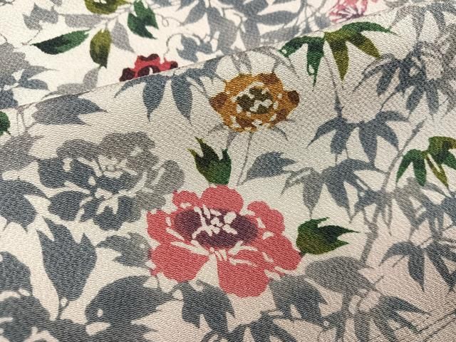 平和屋着物●上質な小紋 型染め 草花文 鬼しぼ縮緬 正絹 逸品 未使用 AABH3129ph 平和屋着物●上質な小紋 型染め 草花文 鬼しぼ縮緬 正絹 逸品 未使用 AABH3129ph