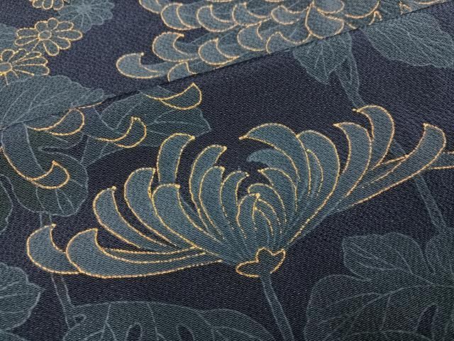 平和屋着物●訪問着 作家物 正道 藍 菊 金彩 正絹 逸品 AABH3131ph 平和屋着物●訪問着 作家物 正道 藍 菊 金彩 正絹 逸品 AABH3131ph