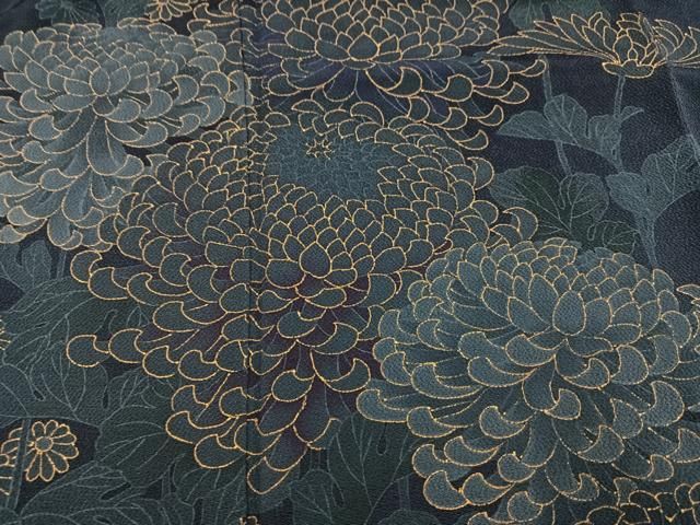 平和屋着物●訪問着 作家物 正道 藍 菊 金彩 正絹 逸品 AABH3131ph 平和屋着物●訪問着 作家物 正道 藍 菊 金彩 正絹 逸品 AABH3131ph