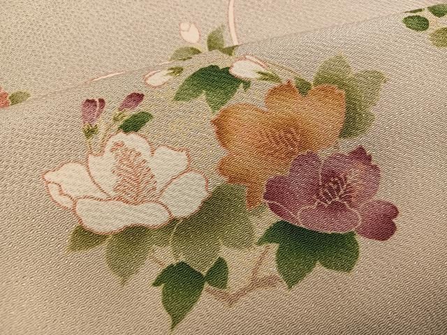 平和屋着物●訪問着 草花文 暈し染め 鬼しぼ縮緬 正絹 逸品 AABH3133ph 平和屋着物●訪問着 草花文 暈し染め 鬼しぼ縮緬 正絹 逸品 AABH3133ph
