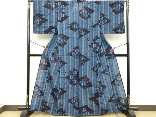 平和屋着物∴夏物 浴衣 幾何学花文 綿 逸品 DABD2893cd