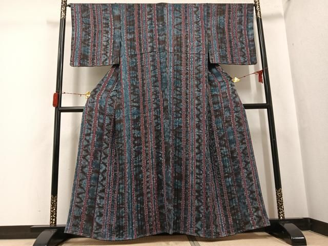 平和屋着物●上質な小紋　絞り　間道　正絹　逸品　未使用　AABH3139ph