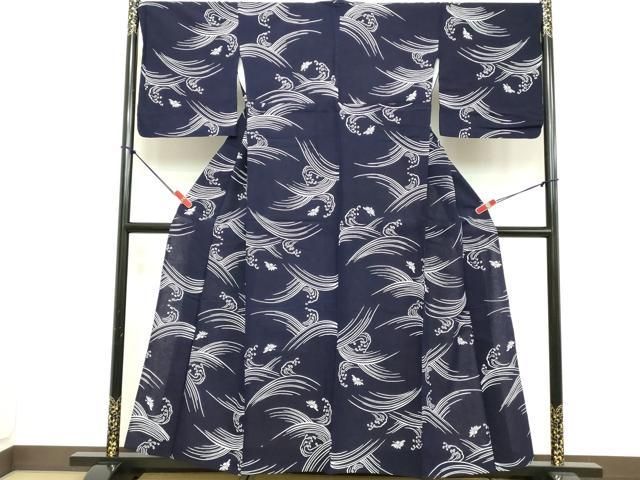 平和屋着物∴夏物　浴衣　荒波文　綿　逸品　DABD2896cd