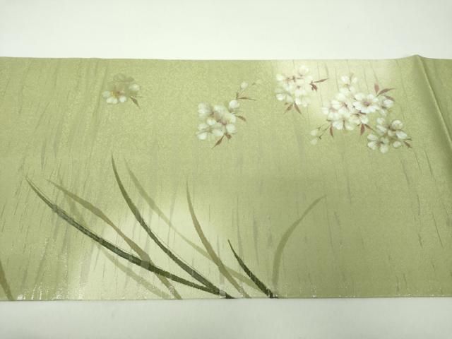 平和屋着物●九寸開き名古屋帯 作家物 手描き 芝文 銀通し地 正絹 逸品 DABD1782ps 平和屋着物●九寸開き名古屋帯 作家物 手描き 芝文 銀通し地 正絹 逸品 DABD1782ps