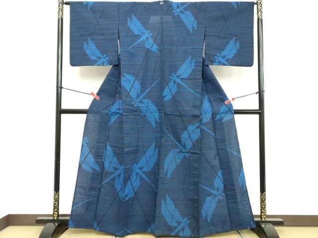 平和屋着物∴夏物　ファッションデザイナー　コシノジュンコ 　浴衣　横段文　トンボ　逸品　DABD2898cd