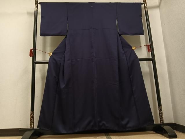 平和屋着物●豪華色留袖　流水花文　色無地　紫黒色　正絹　逸品　AABH3151ph