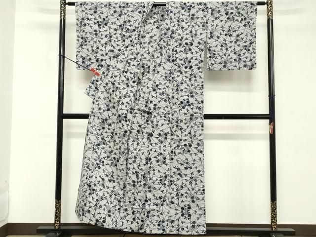 平和屋着物∴夏物　綿紅梅　浴衣　草花文　綿　逸品　DABD2899cd
