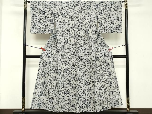 平和屋着物∴夏物　綿紅梅　浴衣　草花文　綿　逸品　DABD2899cd
