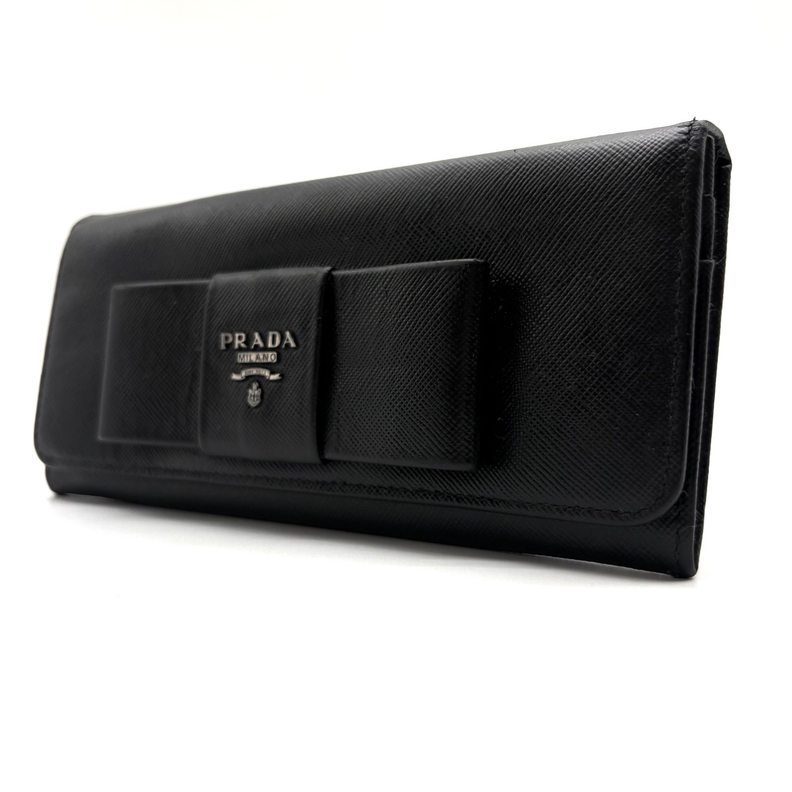 PRADA 長財布 サフィアーノ フィオッコ 黒　リボン PRADA Saffiano Fiocco Ribbon Long Wallet Black プラダ サフィアーノ