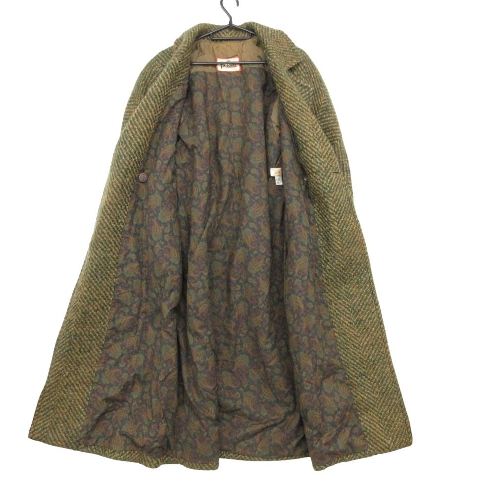 Herno ヘルノ コート ヴィンテージ ツイード アウター ロング グリーン 40【M】 レディース 【中古】